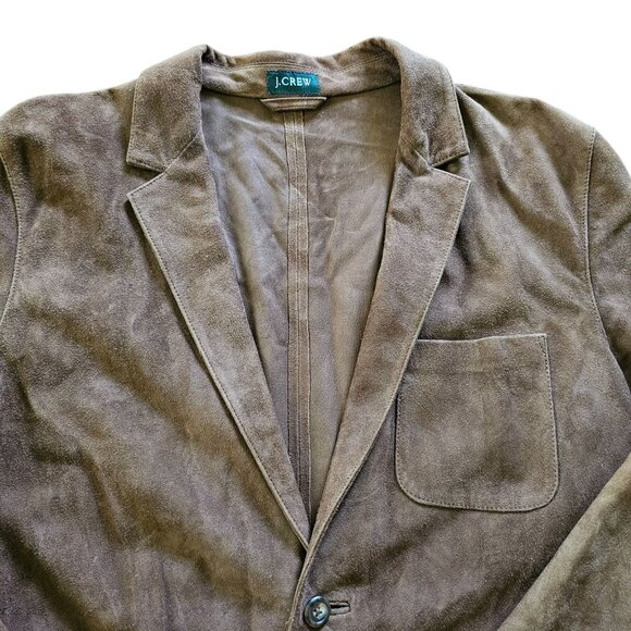 J. Crew Mens Brown Suede Blazer Coat Pockets Two-Button Lined Jacket L - Picture 2 of 16